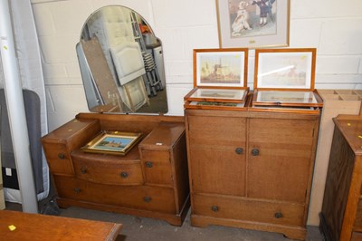 Lot 763 - An oak veneered dressing table and side...