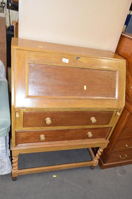 Lot 834 - A 20th Century bureau on barley twist legs