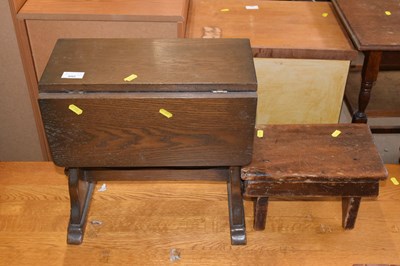 Lot 892 - A small drop leaf table and a small stool (2)