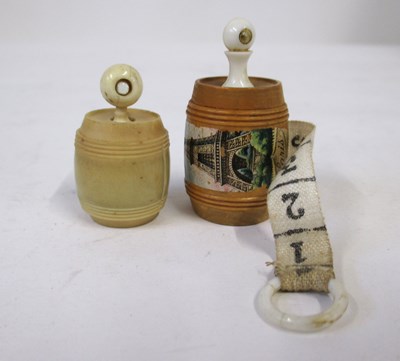 Lot 262 - Two Stanhope tape measures, including a barrel...