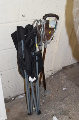 Lot 933 - Mixed Lot: Folding chair and two shooting sticks