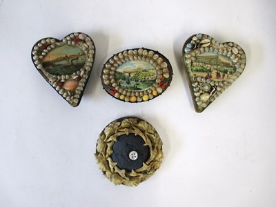 Lot 269 - Four sweetheart shell pincushions, including...
