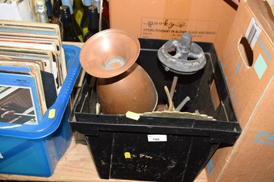 Lot 786 - A box of various mixed copper and brass wares
