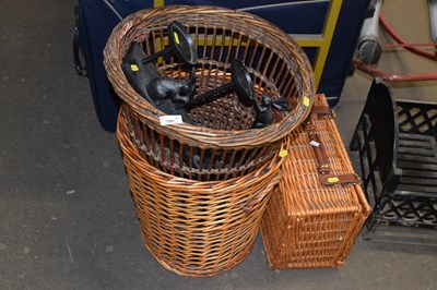 Lot 795 - Two wicker baskets and a picnic hamper and a...