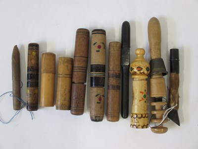 Lot 241 - Eleven various needlework cases, including a...