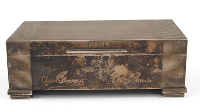 Lot 7 - An Art Deco silver table cigarette box of...