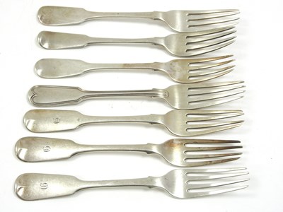 Lot 13 - Group of five Georgian silver dessert forks...