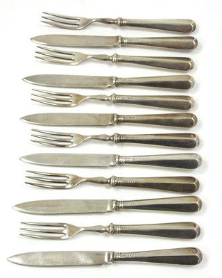 Lot 21 - Six pairs of silver bladed and handled...