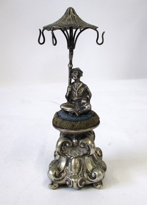 Lot 252 - A Victorian Chinoserie pincushion stand, with...