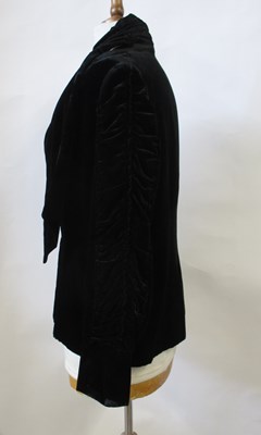 Lot 19 - A c.1940's black velvet jacket, with diamante...