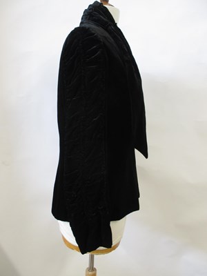 Lot 19 - A c.1940's black velvet jacket, with diamante...