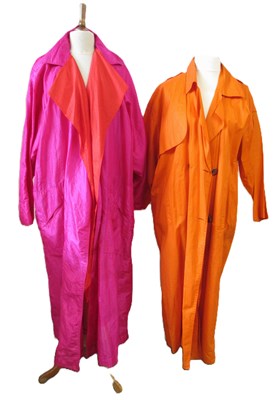 Lot 61 - Two 1980's duster coats, including a fuschia...