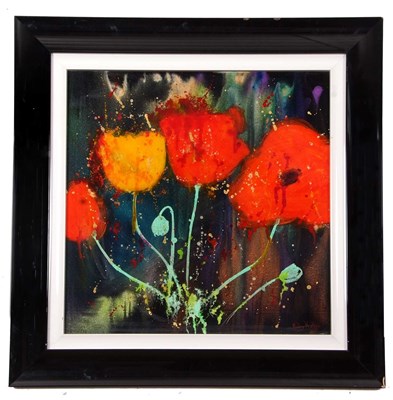 Lot 61 - Ruby Keller (b.1960), abstract flowers,...