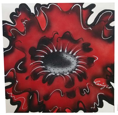 Lot 58 - Clare Wright (b.1960) abstract flower, oil on...