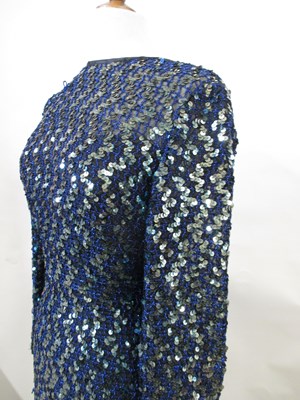 Lot 57 - John Charles: a blue sequin dress, with deep...
