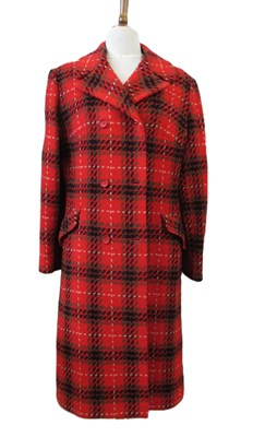 Lot 130 - A red check wool coat by Ormdale, double...
