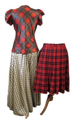 Lot 86 - A tartan pleated skirty by Jobis (estimated...