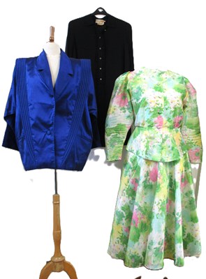 Lot 58 - A 1980's Royal blue silk jacket with power...
