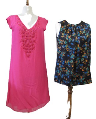 Lot 104 - An L K Bennett pink V-neck shift dress with...