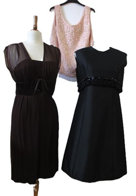 Lot 108 - A mid 20th century black shift dress with...