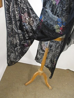 Lot 8 - A 1920's beaded dress, in fine black net with...