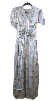 Lot 11 - A 1930's floral satin dress, with central...
