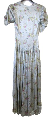 Lot 11 - A 1930's floral satin dress, with central...