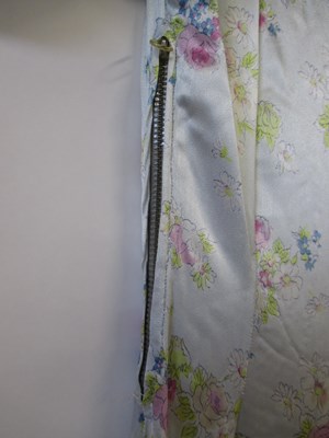 Lot 11 - A 1930's floral satin dress, with central...