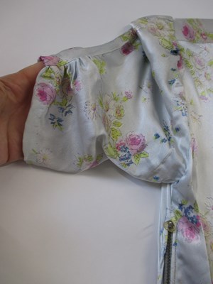Lot 11 - A 1930's floral satin dress, with central...