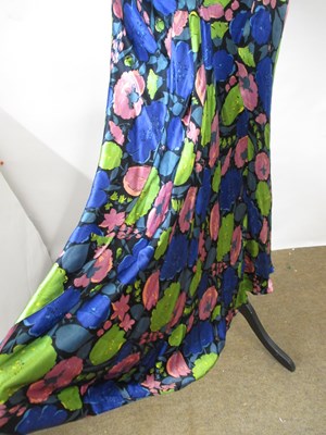 Lot 12 - A 1930's floral satin dress, with rounded...