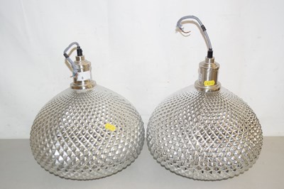 Lot 8 - A pair of modern silvered glass light fittings