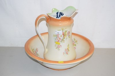 Lot 19 - A floral decorated wash stand set