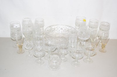 Lot 24 - A quantity of clear drinking glasses, cut...