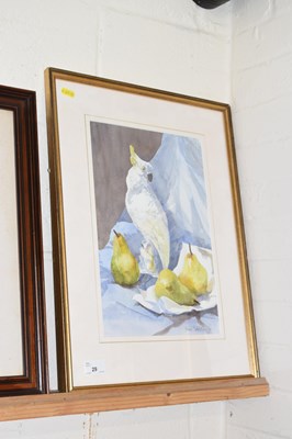 Lot 29 - Ann Stocker, still life study of parrot and pears