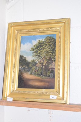 Lot 30 - Late 19th Century study of a thatched cottage,...