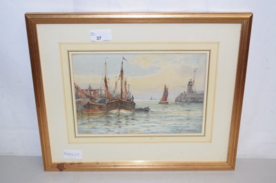 Lot 37 - F W Scarbrough, study of Whitby Harbour,...