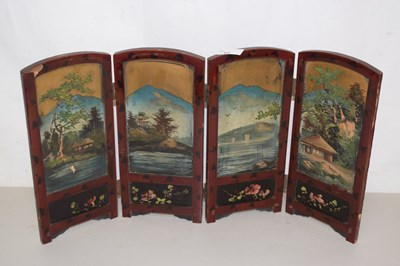 Lot 63 - A small lacquered trifold table top screen