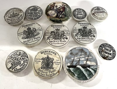 Lot 285 - Box of Victorian Ceramic Lids Burgess's Anchovy Paste Etc