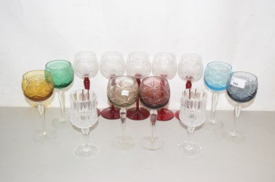 Lot 169 - Collection of vintage coloured hock glasses