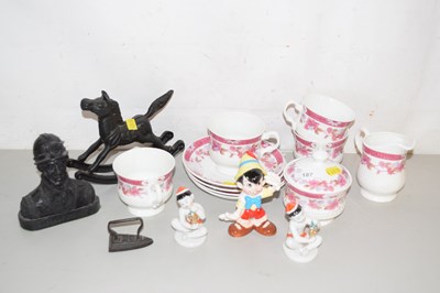 Lot 187 - Mixed Lot: Tea wares, a figure of a coal miner...