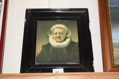 Lot 201 - Small oleograph study in ebonised frame