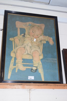 Lot 205 - Coloured print of a sleeping baby