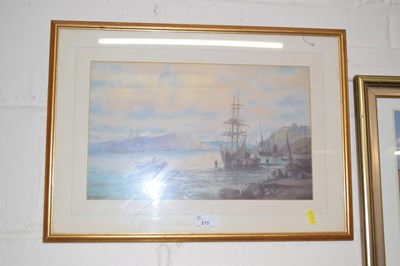 Lot 215 - A coloured print of moored boats