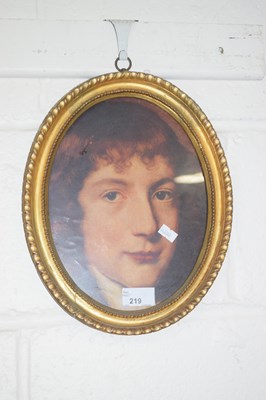 Lot 219 - A coloured portrait print in oval frame