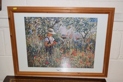 Lot 242 - Coloured print of a girl with poppies