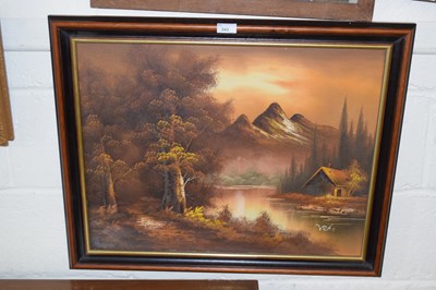 Lot 243 - Oil on canvas study of a cottage before...