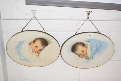 Lot 245 - Lilian Rowles, two prints of babies in oval...