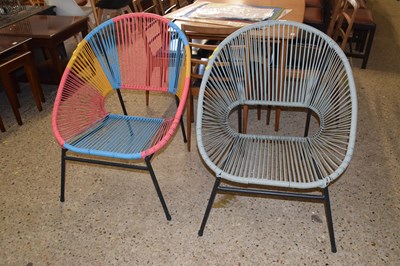 Lot 250 - A pair of modern retro style strung seat chairs