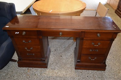 Lot 256 - Modern twin pedestal nine drawer dressing...