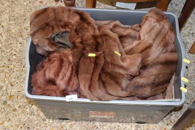 Lot 291 - Two vintage brown fur coats and a similar scarf